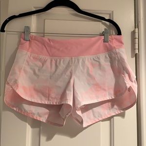 Pink tie-dye lulu speed shorts